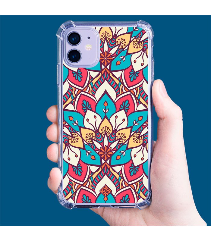 Funda Antigolpe [ iPhone 14 Plus ] Dibujo Auténtico [ Mosaico Floral Mandala ] Esquina Reforzada Silicona 1.5mm Transparente