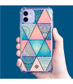 Funda Antigolpe [ iPhone 14 Plus ] Dibujo Auténtico [ Mosaico Triangular Mandala ] Esquina Reforzada Silicona 1.5mm