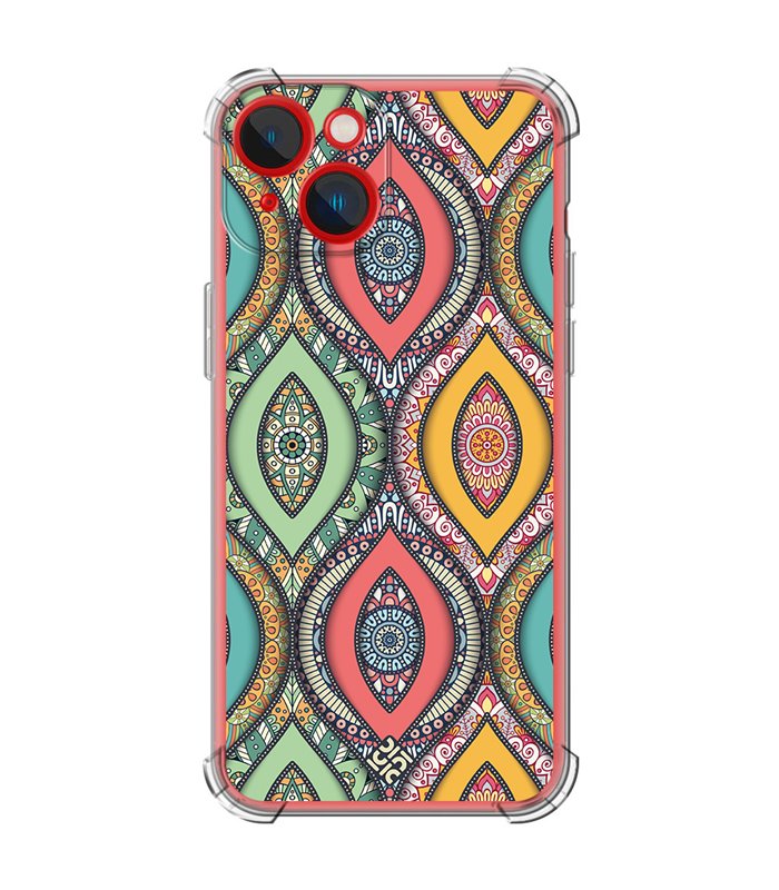 Funda Antigolpe [ iPhone 14 Plus ] Dibujo Auténtico [ Ojo de Hamsa Mandala ] Esquina Reforzada Silicona 1.5mm Transparente