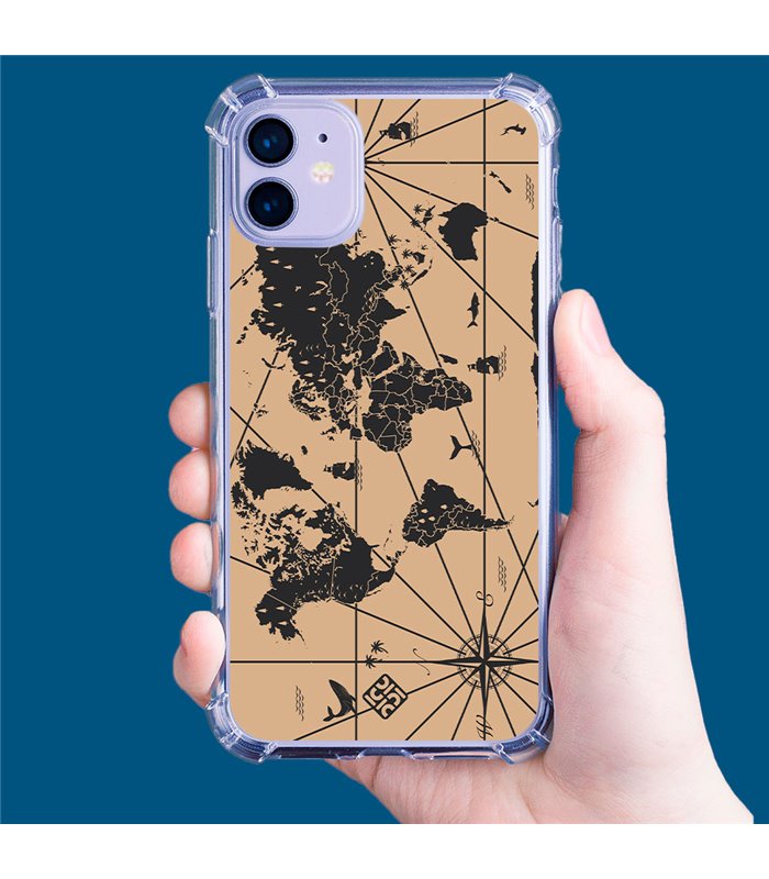 Funda Antigolpe [ iPhone 14 Plus ] Dibujo Auténtico [ Mapa Mundi ] Esquina Reforzada Silicona 1.5mm Transparente