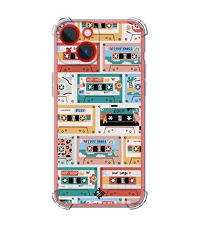 Funda Antigolpe [ iPhone 14 Plus ] Dibujo Auténtico [ Cintas de Cassette ] Esquina Reforzada Silicona 1.5mm Transparente