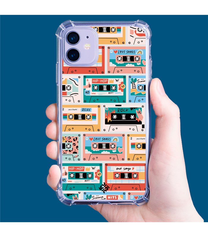 Funda Antigolpe [ iPhone 14 Plus ] Dibujo Auténtico [ Cintas de Cassette ] Esquina Reforzada Silicona 1.5mm Transparente