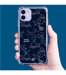 Funda Antigolpe [ iPhone 14 Plus ] Dibujo Auténtico [ Sharks Area ] Esquina Reforzada Silicona 1.5mm Transparente