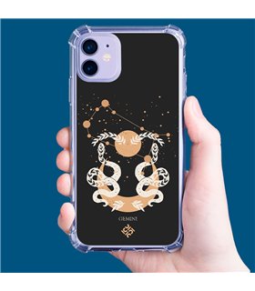Funda Antigolpe [ iPhone 14 Plus ] Dibujo Zodiaco [ Signo Zodiacal - Geminis ] Esquina Reforzada Silicona 1.5mm Transparente