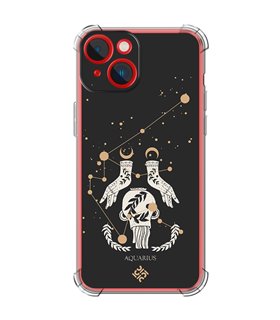 Funda Antigolpe [ iPhone 14 Plus ] Dibujo Zodiaco [ Signo Zodiacal - Acuario ] Esquina Reforzada Silicona 1.5mm Transparente