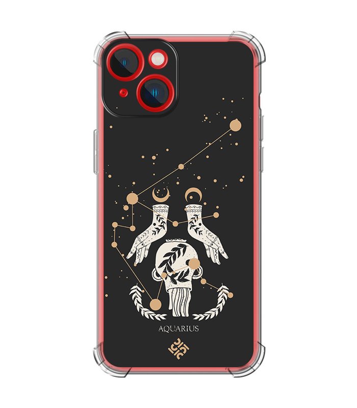 Funda Antigolpe [ iPhone 14 Plus ] Dibujo Zodiaco [ Signo Zodiacal - Acuario ] Esquina Reforzada Silicona 1.5mm Transparente