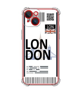 Funda Antigolpe [ iPhone 14 Plus ] Billete de Avión [ London ] Esquina Reforzada Silicona 1.5mm Transparente