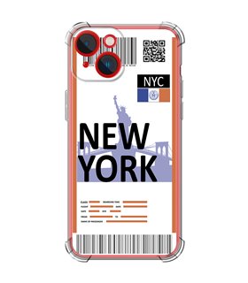 Funda Antigolpe [ iPhone 14 Plus ] Billete de Avión [ New York ] Esquina Reforzada Silicona 1.5mm Transparente