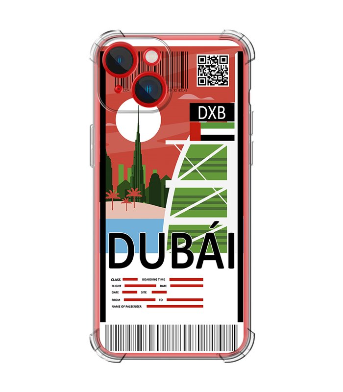Funda Antigolpe [ iPhone 14 Plus ] Billete de Avión [ Dubái ] Esquina Reforzada Silicona 1.5mm Transparente