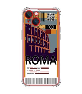 Funda Antigolpe [ iPhone 14 Plus ] Billete de Avión [ Roma ] Esquina Reforzada Silicona 1.5mm Transparente
