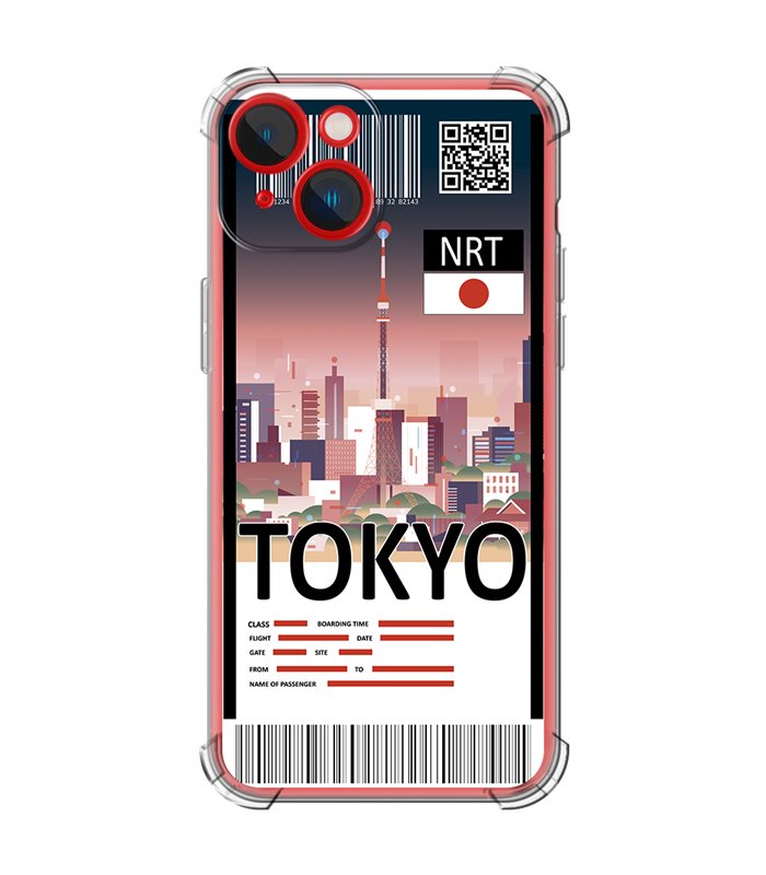 Funda Antigolpe [ iPhone 14 Plus ] Billete de Avión [ Tokio ] Esquina Reforzada Silicona 1.5mm Transparente