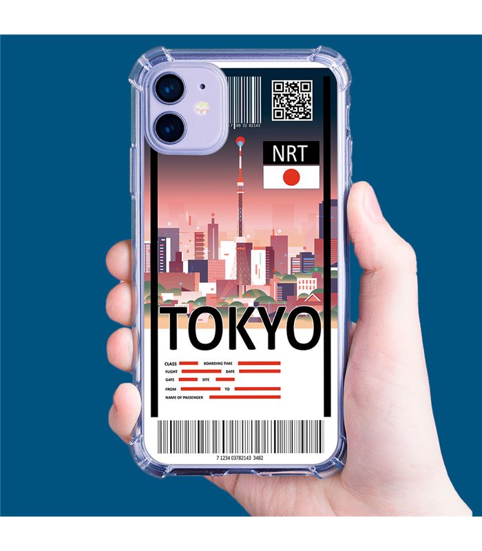 Funda Antigolpe [ iPhone 14 Plus ] Billete de Avión [ Tokio ] Esquina Reforzada Silicona 1.5mm Transparente