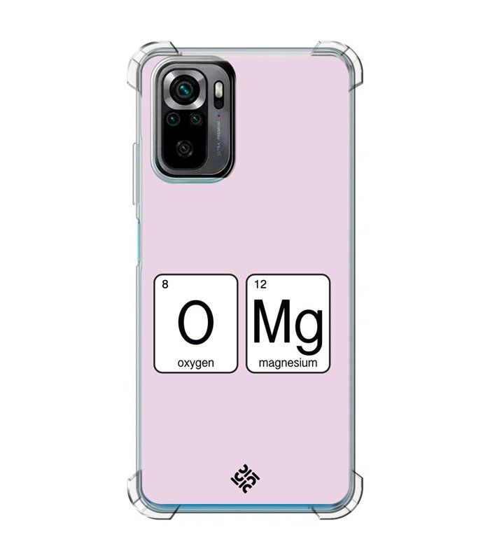 Funda Antigolpe [ POCO M5s ] Dibujo Frases Guays [ Oxigeno + Magnesio - OMG ] Esquina Reforzada Silicona 1.5 Transparente