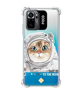 Funda Antigolpe [ POCO M5s ] Dibujo Mascotas [ Gato Astronauta - Take Me To The Moon ] Esquina Reforzada Silicona 1.5mm