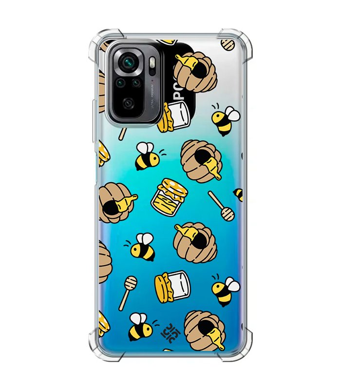 Funda Antigolpe [ POCO M5s ] Dibujo Mascotas [ Miel y Abejas ] Esquina Reforzada Silicona 1.5mm Transparente