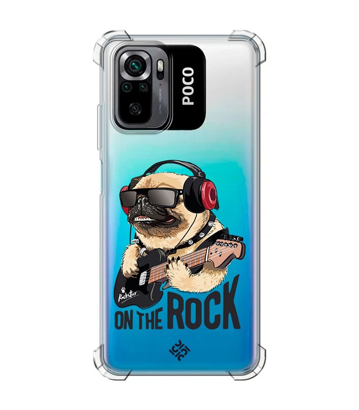 Funda Antigolpe [ POCO M5s ] Diseño Música [ Pug Perro con Auriculares ] Esquina Reforzada Silicona 1.5mm Transparente