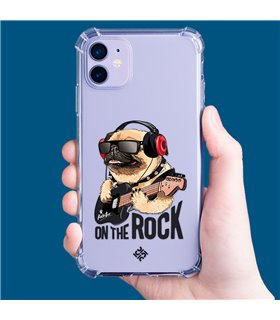 Funda Antigolpe [ POCO M5s ] Diseño Música [ Pug Perro con Auriculares ] Esquina Reforzada Silicona 1.5mm Transparente