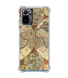 Funda Antigolpe [ POCO M5s ] Dibujo Auténtico [ Antiguo Mapa Mundi ] Esquina Reforzada Silicona 1.5mm Transparente