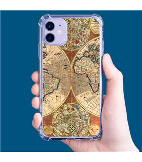 Funda Antigolpe [ POCO M5s ] Dibujo Auténtico [ Antiguo Mapa Mundi ] Esquina Reforzada Silicona 1.5mm Transparente