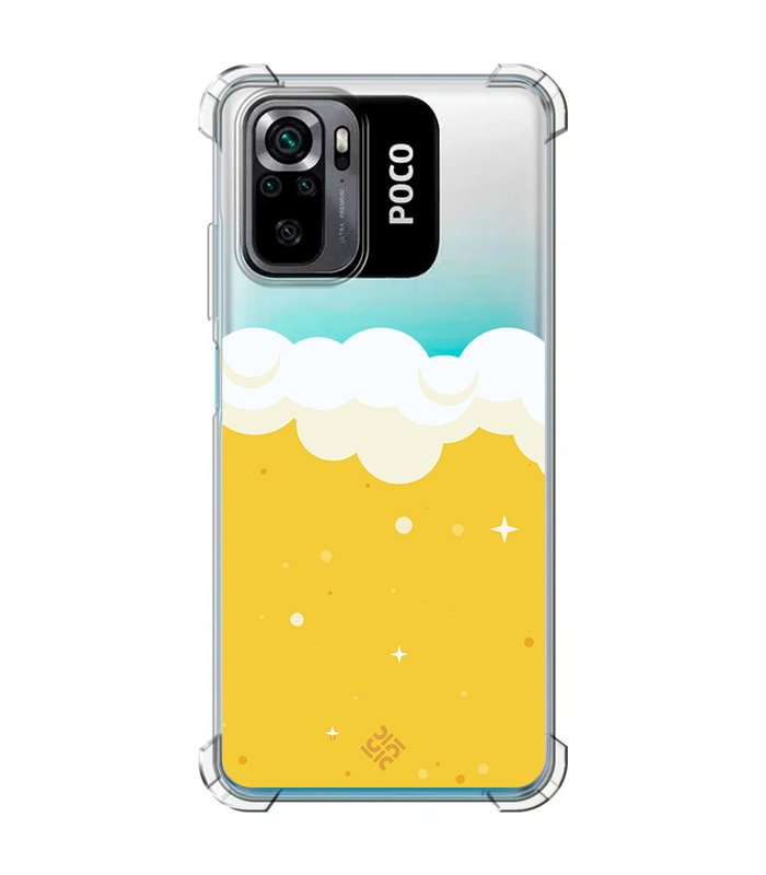 Funda Antigolpe [ POCO M5s ] Dibujo Auténtico [ Cerveza ] Esquina Reforzada Silicona 1.5mm Transparente