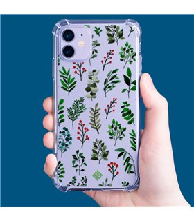 Funda Antigolpe [ Xiaomi Redmi A1 ] Dibujo Botánico [ Hojas Ramas Verdes - Follaje Botánico ] Esquina Reforzada 1.5mm