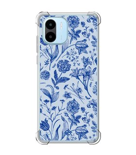 Funda Antigolpe [ Xiaomi Redmi A1 ] Dibujo Botánico [ Flores Silvestres Patron Azul ] Esquina Reforzada Silicona 1.5