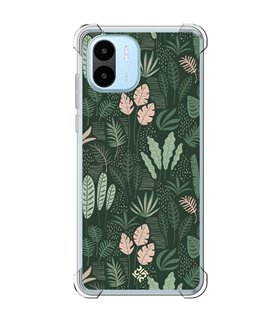 Funda Antigolpe [ Xiaomi Redmi A1 ] Dibujo Botánico [ Patron Flora Vegetal Verde y Rosa ] Esquina Reforzada 1.5mm