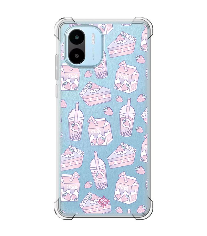 Funda Antigolpe [ Xiaomi Redmi A1 ] Dibujo Cute [ Postres de Fresa En Rosa Pastel ] Esquina Reforzada 1.5mm