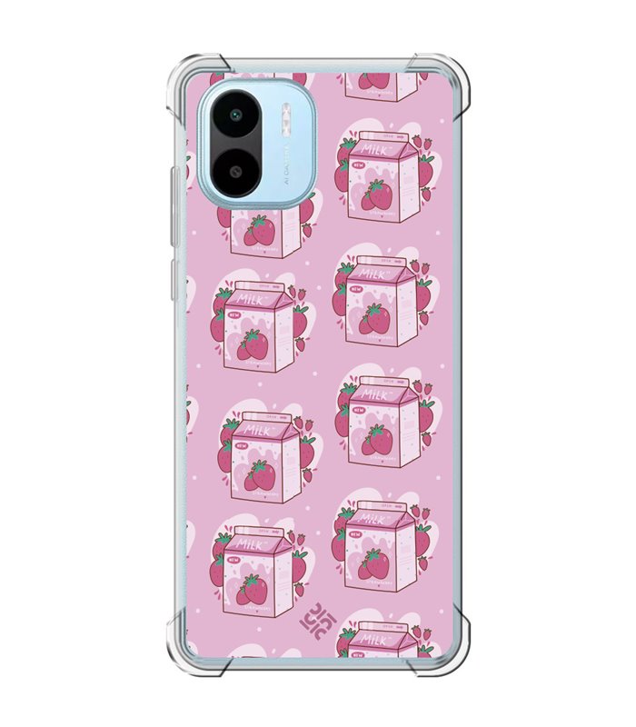 Funda Antigolpe [ Xiaomi Redmi A1 ] Dibujo Cute [ Brick Leche de Fresa ] Esquina Reforzada Silicona 1.5mm Transparente