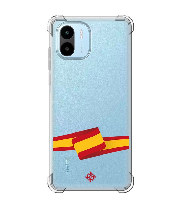 Funda Antigolpe [ Xiaomi Redmi A1 ] Dibujo Auténtico [ Bandera España ] Esquina Reforzada Silicona 1.5mm Transparente