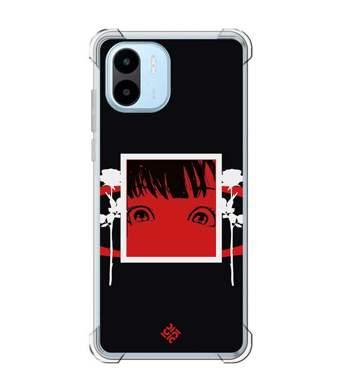 Funda Antigolpe [ Xiaomi Redmi A1 ] Dibujos Frikis [ Mirada Anime, Manga Rojo Intenso ] Esquina Reforzada Silicona 1.5mm