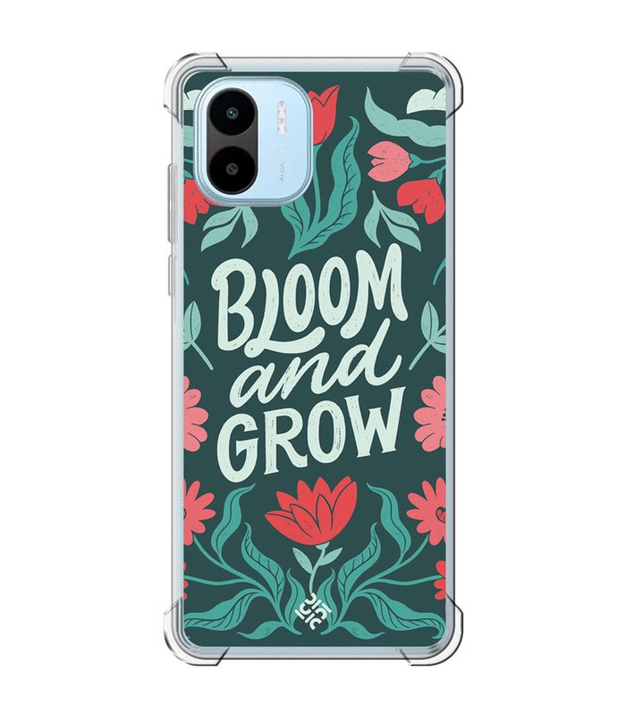 Funda Antigolpe [ Xiaomi Redmi A1 ] Dibujo Frases Guays [ Flores Bloom and Grow ] Esquina Reforzada Silicona 1.5mm