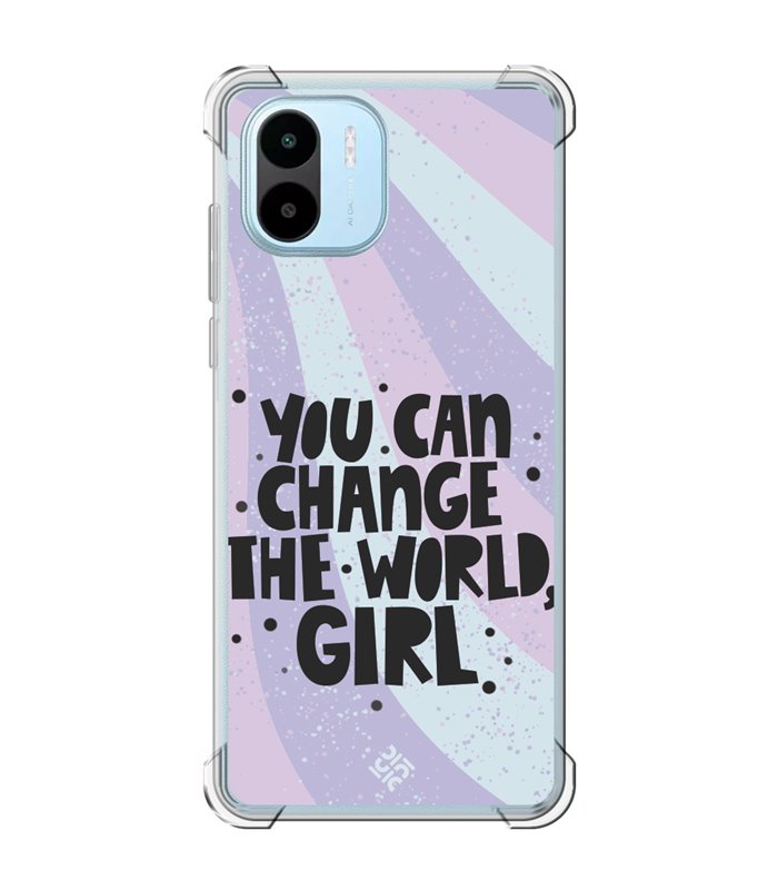 Funda Antigolpe [ Xiaomi Redmi A1 ] Dibujo Frases Guays [ You Can Change The World Girl ] Esquina Reforzada Silicona 1.5mm