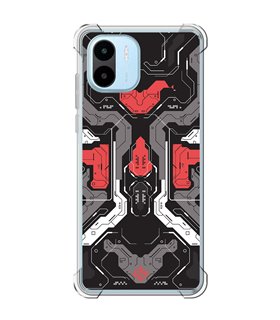 Funda Antigolpe [ Xiaomi Redmi A1 ] Dibujo Gamers [ Cyberpunk Rojo y Grises ] Esquina Reforzada Silicona 1.5mm