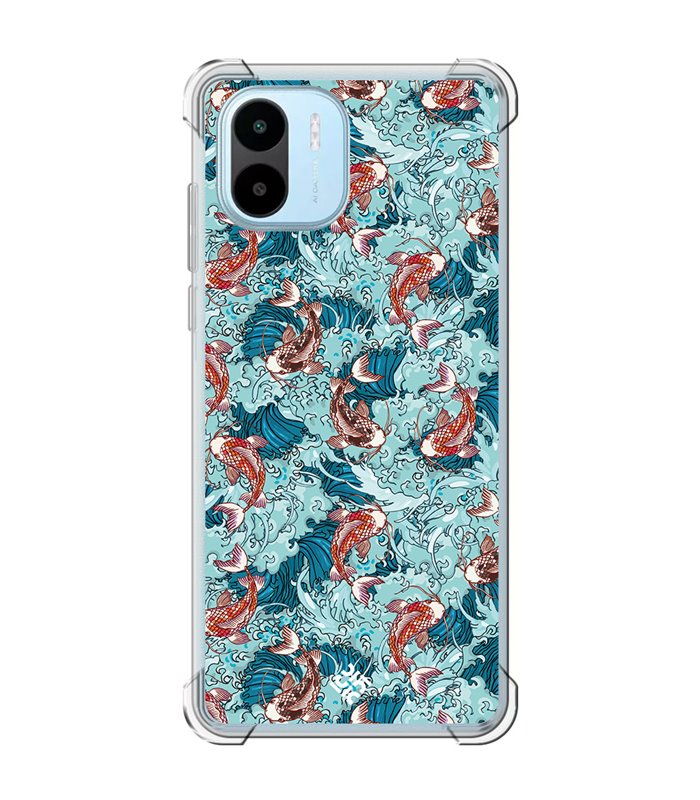 Funda Antigolpe [ Xiaomi Redmi A1 ] Dibujo Japones [ Peces Koi ] Esquina Reforzada Silicona 1.5mm Transparente