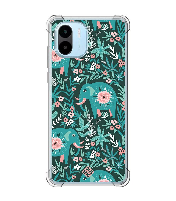 Funda Antigolpe [ Xiaomi Redmi A1 ] Dibujo Mascotas [ Estampado Elefantes Florales ] Esquina Reforzada Silicona