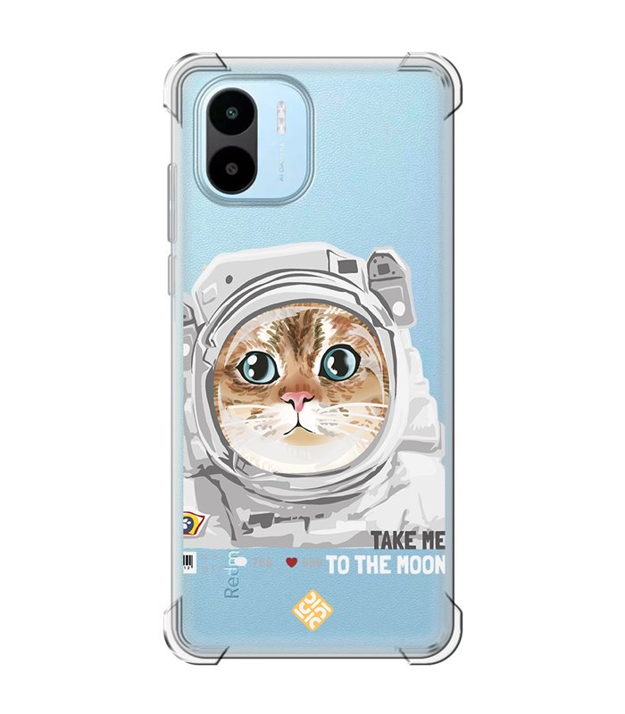 Funda Antigolpe [ Xiaomi Redmi A1 ] Dibujo Mascotas [ Gato Astronauta - Take Me To The Moon ] Esquina Reforzada 1.5mm