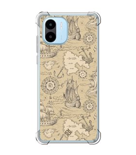 Funda Antigolpe [ Xiaomi Redmi A1 ] Dibujo Auténtico [ Estampado Vintage de Viajes, Aventura ] Esquina Reforzada 1.5mm