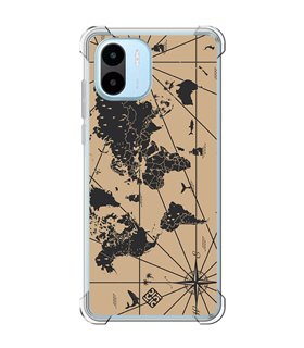 Funda Antigolpe [ Xiaomi Redmi A1 ] Dibujo Auténtico [ Mapa Mundi ] Esquina Reforzada Silicona 1.5mm Transparente