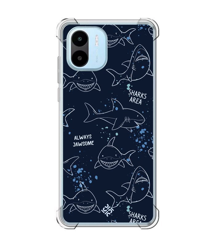 Funda Antigolpe [ Xiaomi Redmi A1 ] Dibujo Auténtico [ Sharks Area ] Esquina Reforzada Silicona 1.5mm Transparente