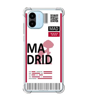 Funda Antigolpe [ Xiaomi Redmi A1 ] Billete de Avión [ Madrid ] Esquina Reforzada Silicona 1.5mm Transparente