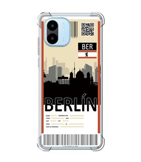 Funda Antigolpe [ Xiaomi Redmi A1 ] Billete de Avión [ Berlín ] Esquina Reforzada Silicona 1.5mm Transparente