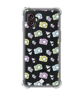 Funda Antigolpe [ Samsung Galaxy XCover 6 Pro ] Dibujo Auténtico [ Iconos Cámara de fotos ] Esquina Reforzada Silicona 1.5mm