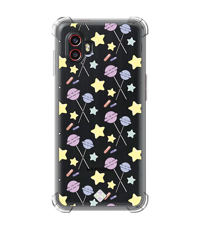 Funda Antigolpe [ Samsung Galaxy XCover 6 Pro ] Dibujo Auténtico [ Chupachups ] Esquina Reforzada Silicona 1.5mm Transparente