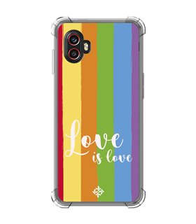 Funda Antigolpe [ Samsung Galaxy XCover 6 Pro ] Dibujo Auténtico [ Love is Love - Arcoiris ] Esquina Reforzada Silicona 1.5mm