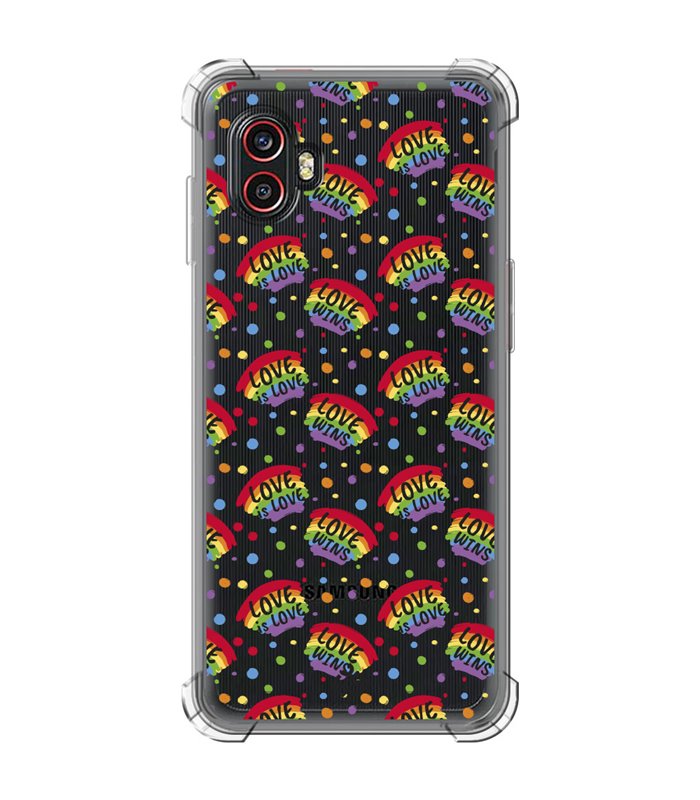 Funda Antigolpe [ Samsung Galaxy XCover 6 Pro ] Dibujo Auténtico [ Arcoiris - Love Wins ] Esquina Reforzada Silicona 1.5mm