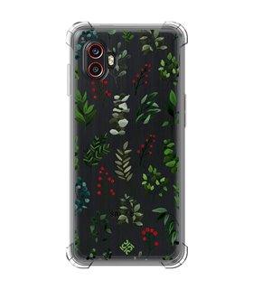 Funda Antigolpe [ Samsung Galaxy XCover 6 Pro ] Dibujo Botánico [ Hojas Ramas Verdes - Follaje Botánico ] Esquina Reforzada 1.5m