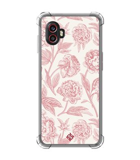Funda Antigolpe [ Samsung Galaxy XCover 6 Pro ] Dibujo Botánico [ Flores Rosa Pastel ] Esquina Reforzada Silicona 1.5mm