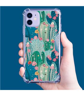 Funda Antigolpe [ Samsung Galaxy XCover 6 Pro ] Dibujo Botánico [ Cactus Con Flores Rosas ] Esquina Reforzada Silicona 1.5mm