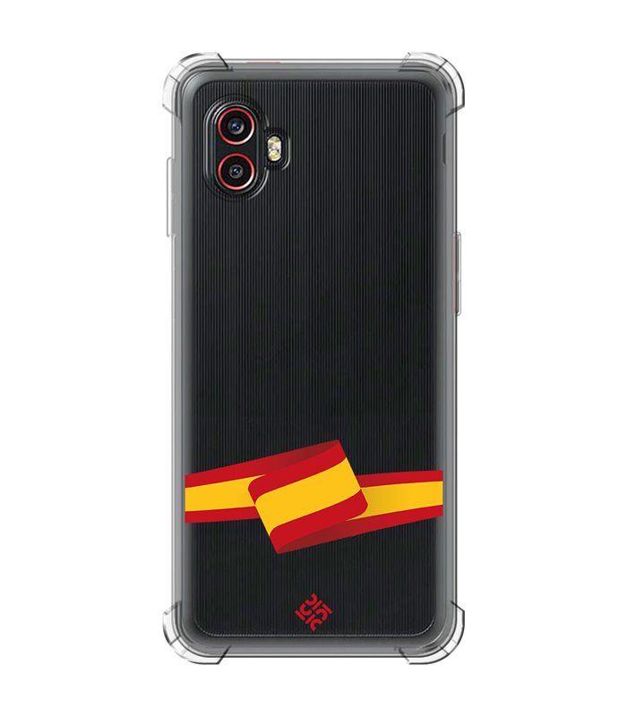 Funda Antigolpe [ Samsung Galaxy XCover 6 Pro ] Dibujo Auténtico [ Bandera España ] Esquina Reforzada Silicona 1.5mm Transparent